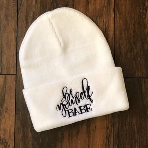 New Be Yourself BABE Fold Over Beanie Hat